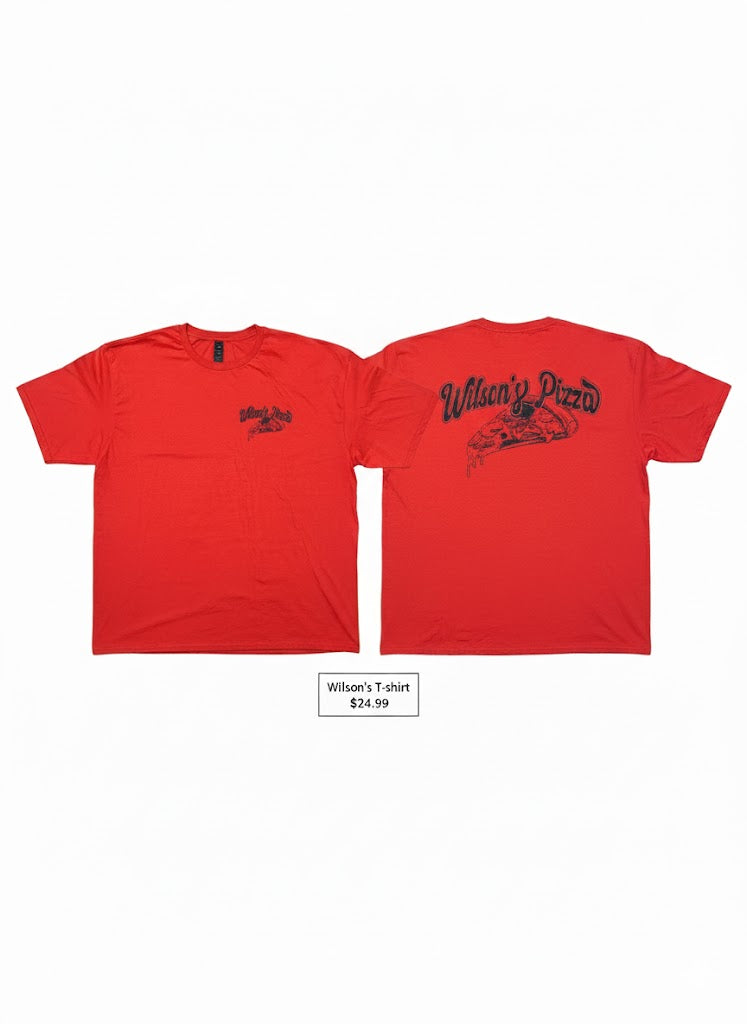 Wilson's Pizza Fan Tee | Fresh & Tasty KC Restaurant Shirt | Red Short Sleeve