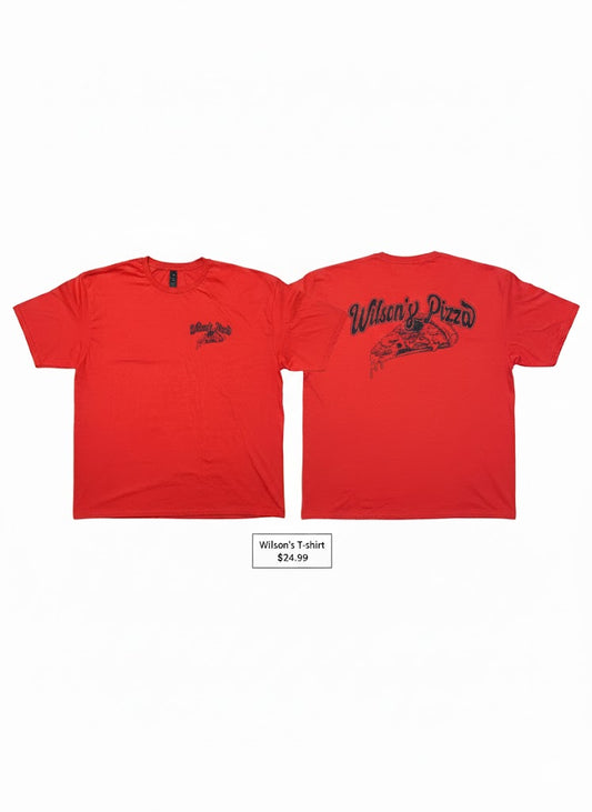 Wilson's Pizza Fan Tee | Fresh & Tasty KC Restaurant Shirt | Red Short Sleeve
